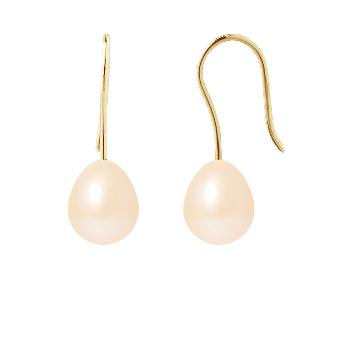 Boucle d'Oreilles en Or Jaune 9 Carats avec Perles de Culture Rose