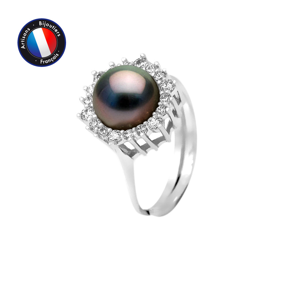 Bague en argent 925/1000 avec Perles de Culture de Tahiti.